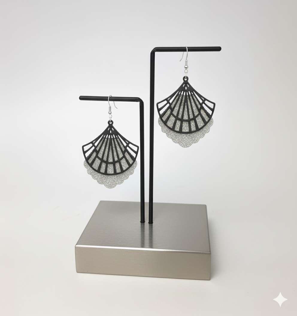 Silver Glimmer Fan Earrings