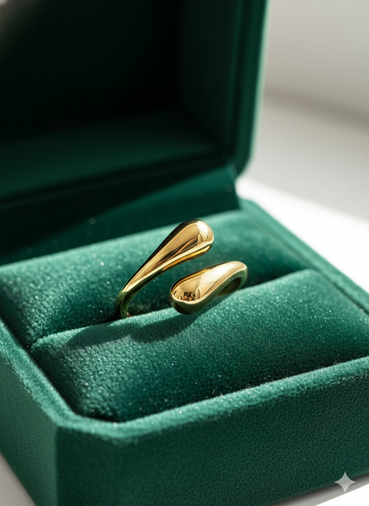 Golden Teardrop Wrap Ring