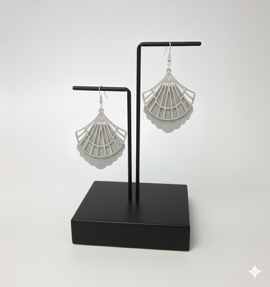 Silver Glimmer Fan Earrings