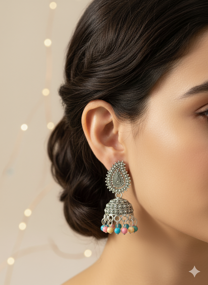 Oxidized Multi-Color Jhumkas