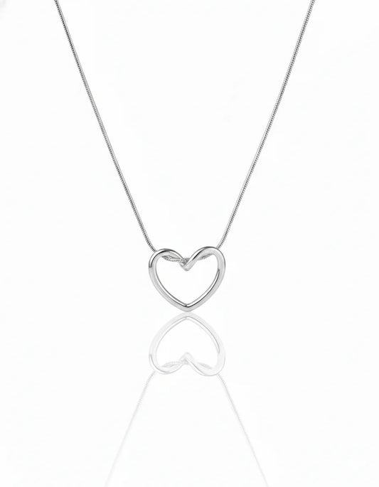 Silver Heart Knot Necklace