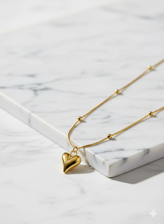 Puffed Heart Neck Chain