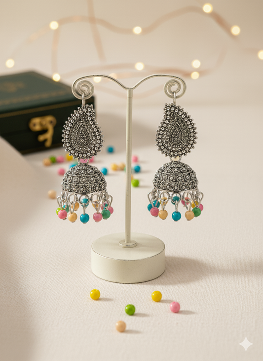Oxidized Multi-Color Jhumkas